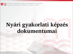 Nyári összefüggő gyakorlati képzés dokumentumai